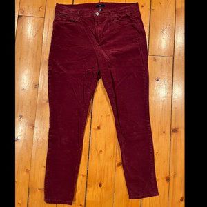 Gap Maroon Velvet Skinny Jean Mid Rise - Size 14